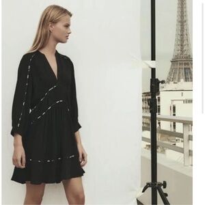 Ba&Sh Franny Noir Lady Dress Elegant Little Black Dress Size 3 / Large